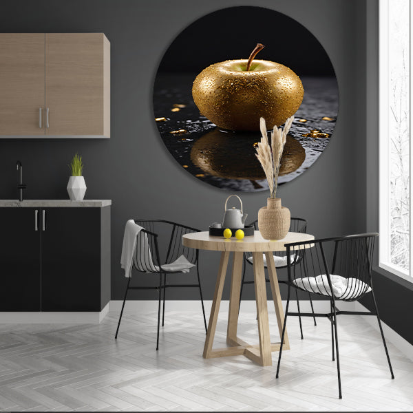 Gouden Appel met Dauwdruppels Reflectie forex muurcirkel