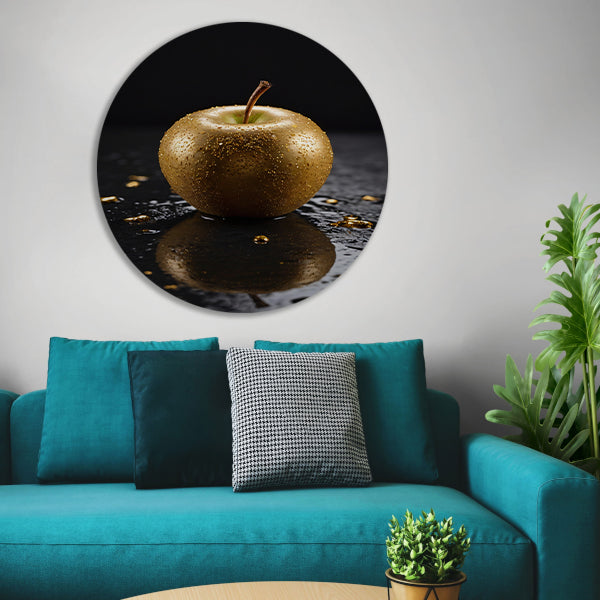 Gouden Appel met Dauwdruppels Reflectie forex muurcirkel