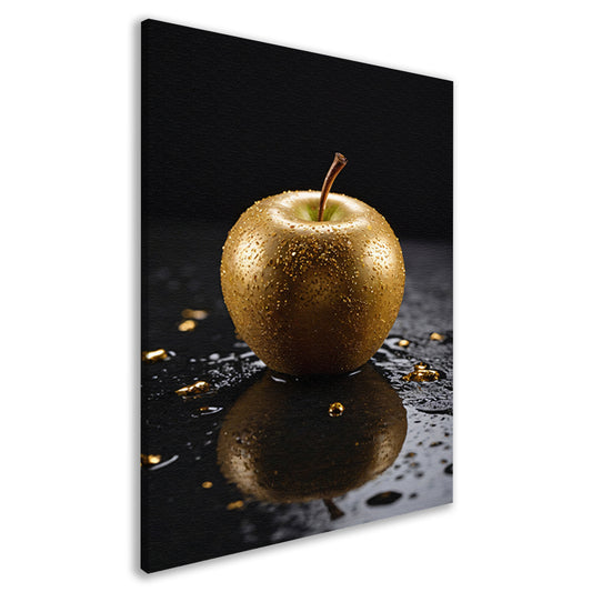 Gouden Appel met Dauwdruppels Reflectie canvas