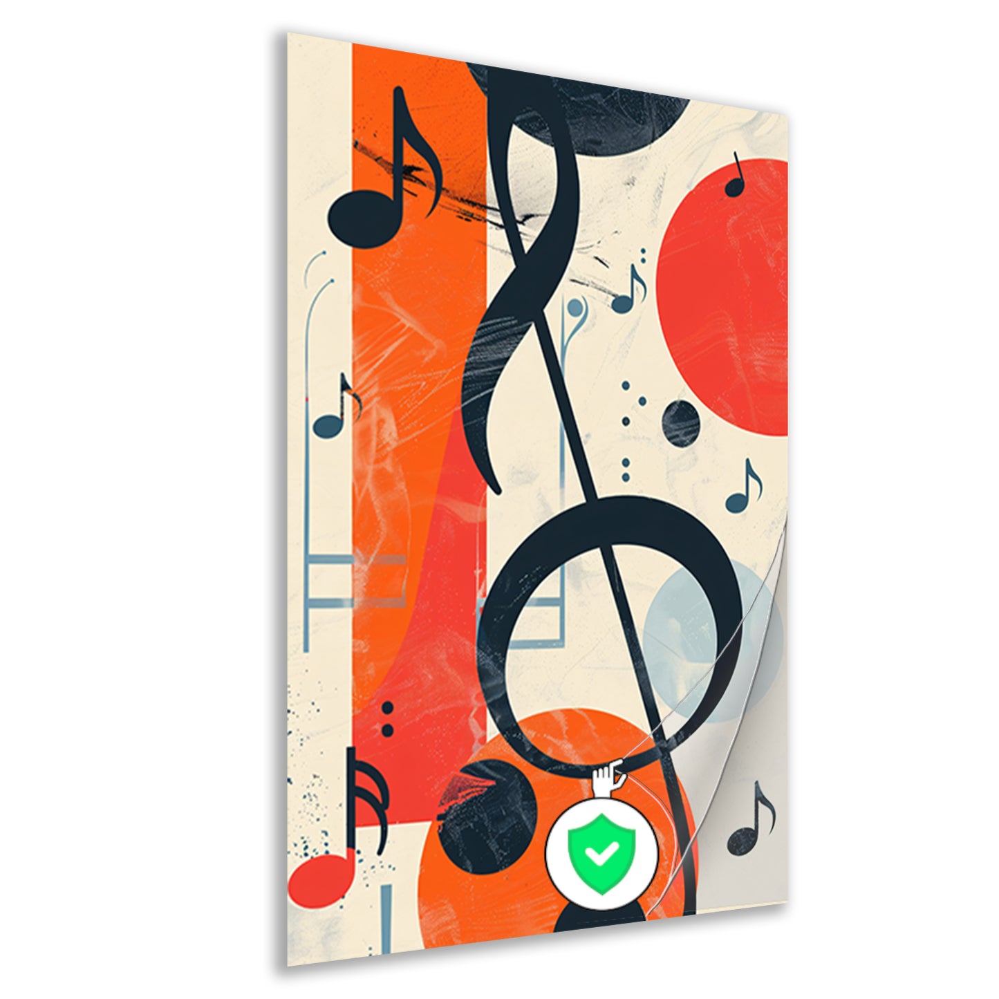 Abstract Muziekcompositie met G-sleutel poster