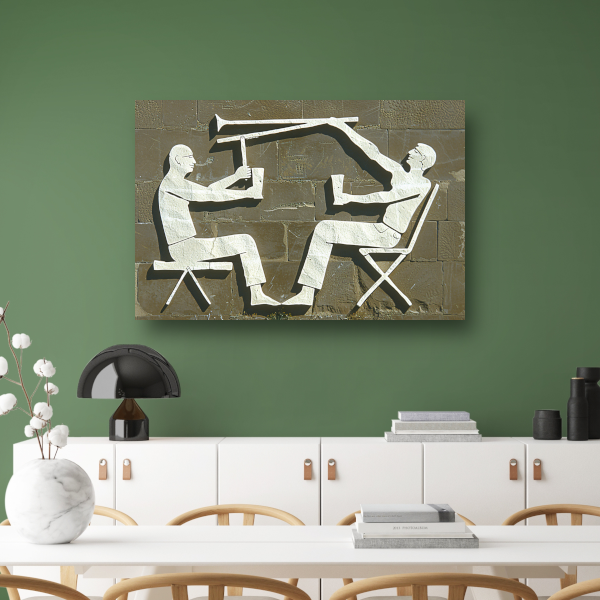 Spelende Trombonist en Relate Toeschouwer poster