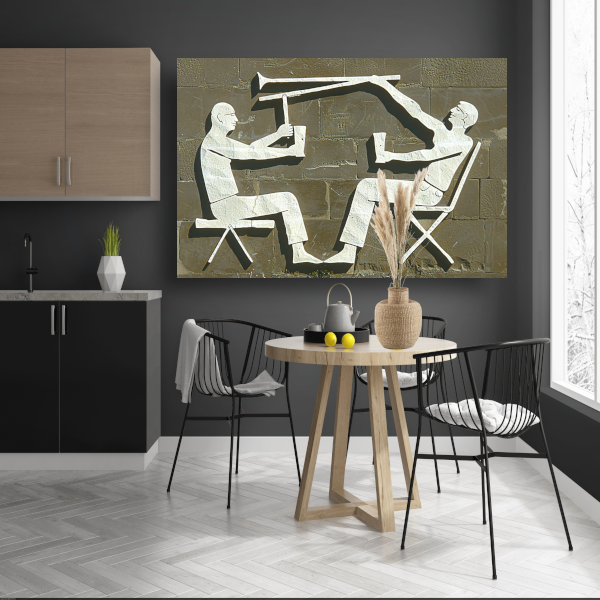 Spelende Trombonist en Relate Toeschouwer poster
