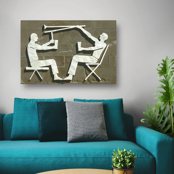 Spelende Trombonist en Relate Toeschouwer poster