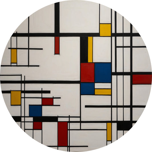 Geometrische Harmonie in Primaire Kleuren aluminium muurcirkel