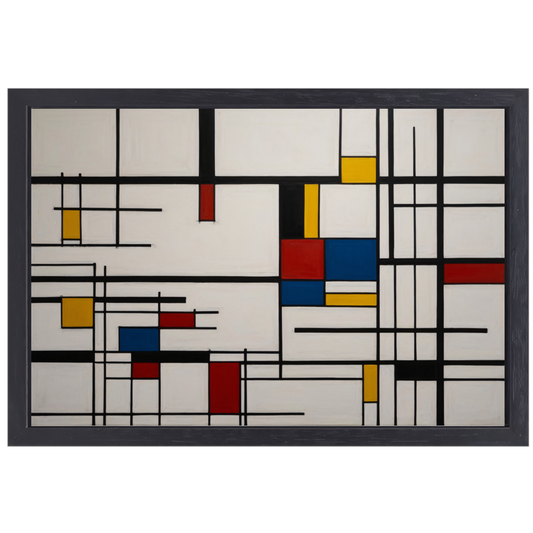 Geometrische Harmonie in Primaire Kleuren canvas met baklijst