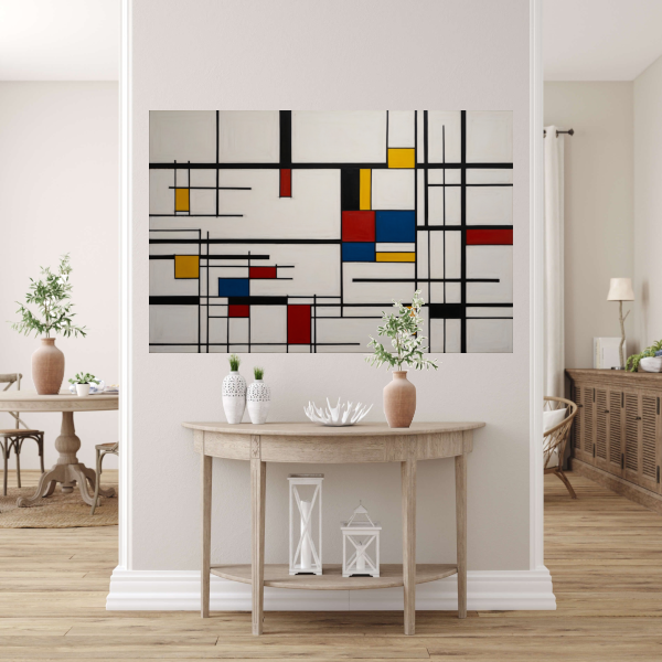 Geometrische Harmonie in Primaire Kleuren poster
