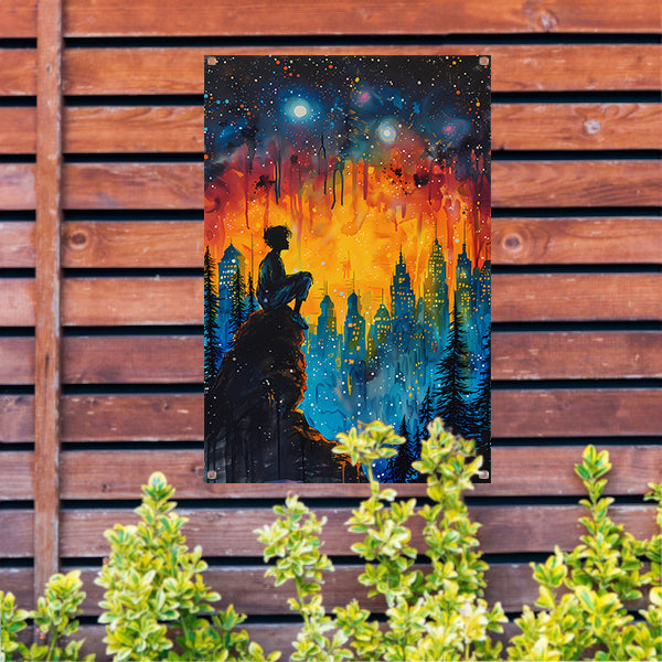 Sterrennacht boven Provençaals dorp tuinposter
