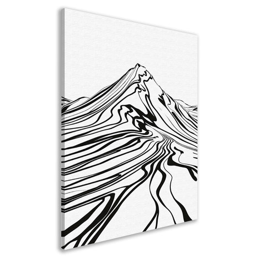 Eenvoudige bergcontouren in zwart en wit canvas