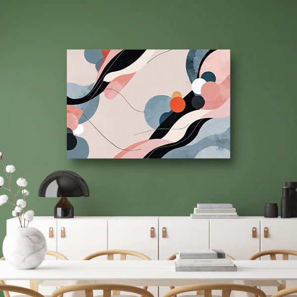Abstract schilderij in Japandi stijl canvas met baklijst