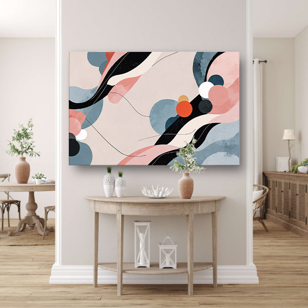 Abstract schilderij in Japandi stijl canvas met baklijst