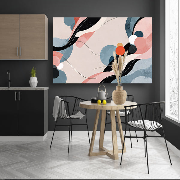 Abstract schilderij in Japandi stijl canvas met baklijst