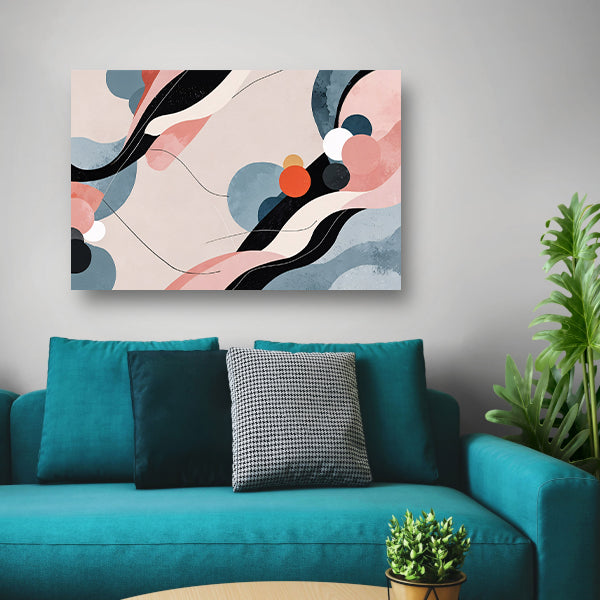 Abstract schilderij in Japandi stijl canvas met baklijst