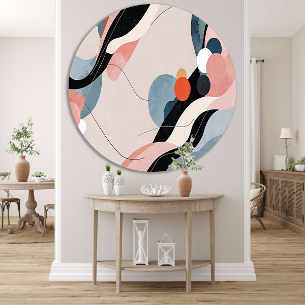 Abstract schilderij in Japandi stijl forex muurcirkel