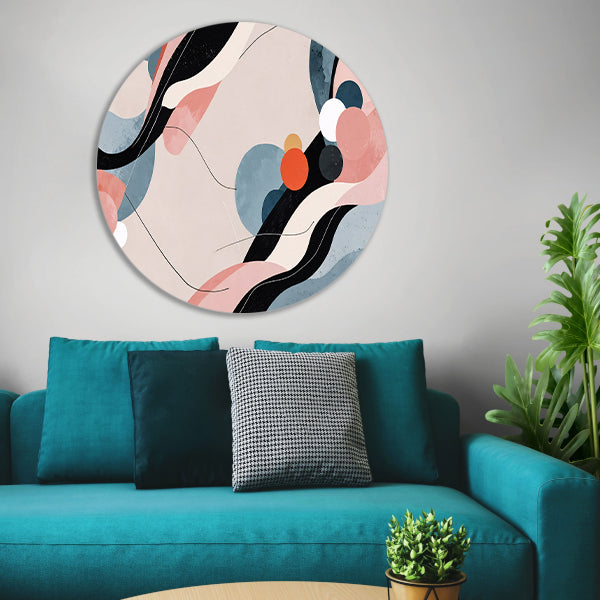 Abstract schilderij in Japandi stijl forex muurcirkel