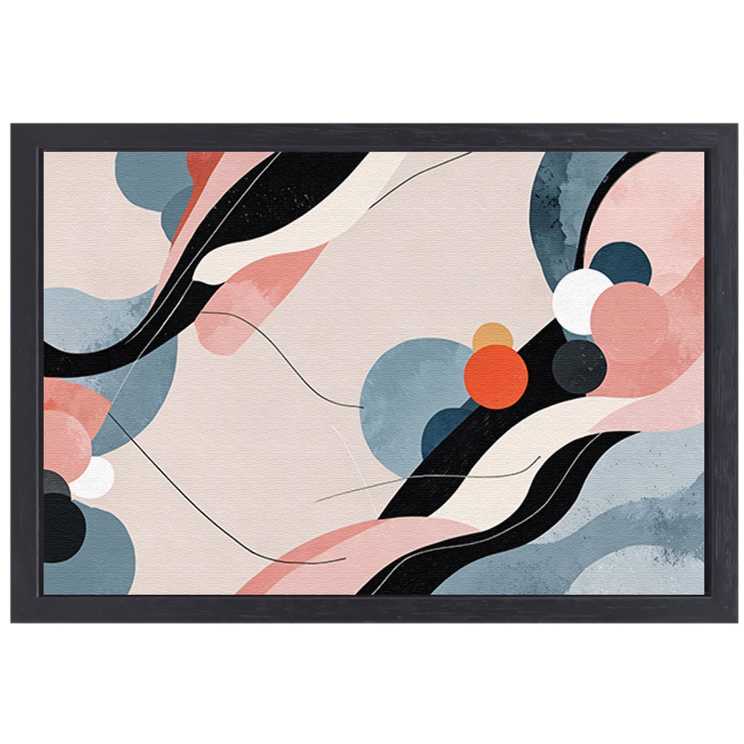 Abstract schilderij in Japandi stijl canvas met baklijst