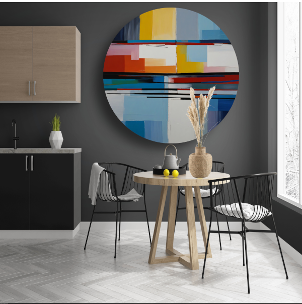 Abstracte Rivier van Kleur in Moderne Stijl aluminium muurcirkel