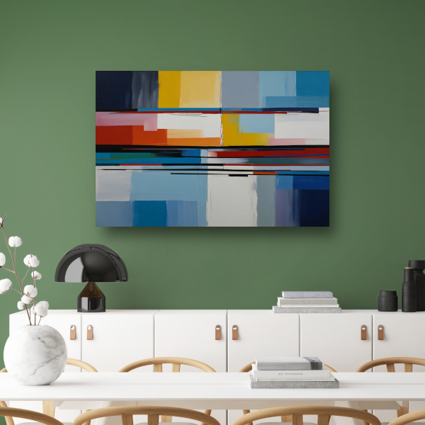 Abstracte Rivier van Kleur in Moderne Stijl canvas met baklijst