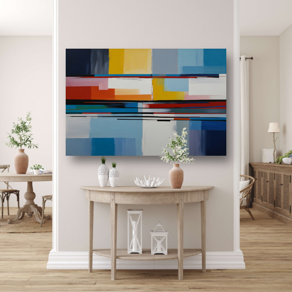 Abstracte Rivier van Kleur in Moderne Stijl canvas met baklijst