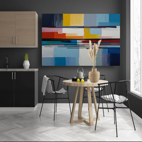 Abstracte Rivier van Kleur in Moderne Stijl canvas met baklijst