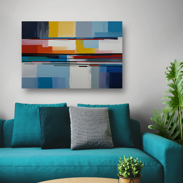 Abstracte Rivier van Kleur in Moderne Stijl canvas met baklijst