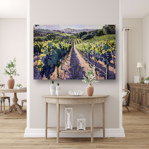 Zomerse wijngaard in volle bloei canvas