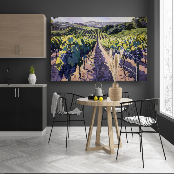 Zomerse wijngaard in volle bloei canvas