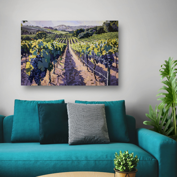 Zomerse wijngaard in volle bloei canvas