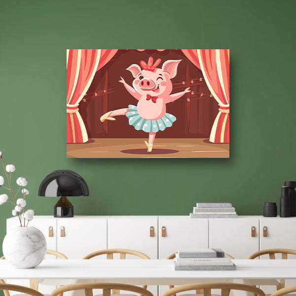 Dansend varken in kleurrijke balletkleding acrylglas