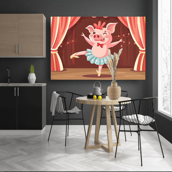 Dansend varken in kleurrijke balletkleding acrylglas