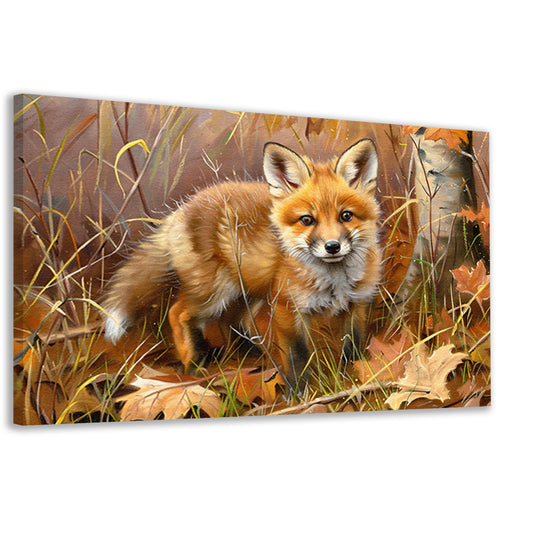 Schattige jonge vos in herfstbos canvas