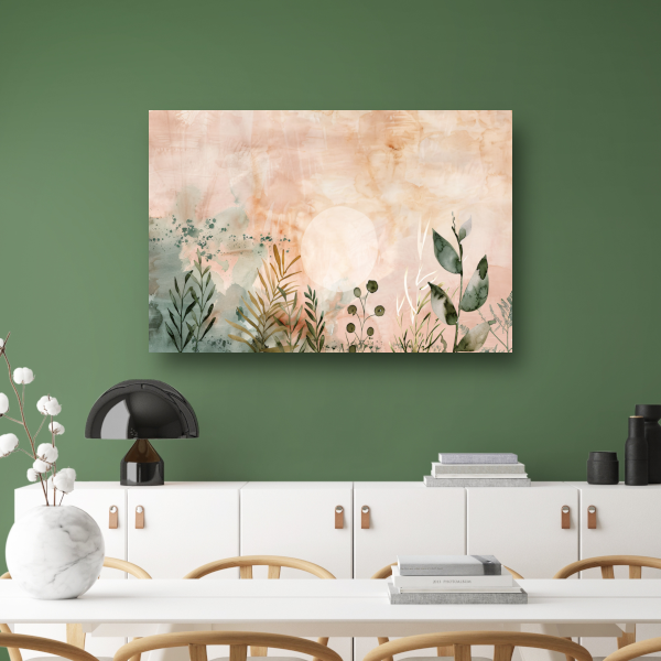 Zonsopkomst in Sepia met Groene Flora poster