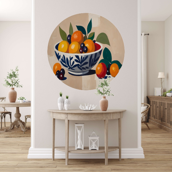 Klassieke Schaal met Rijp Fruit Stilleven aluminium muurcirkel