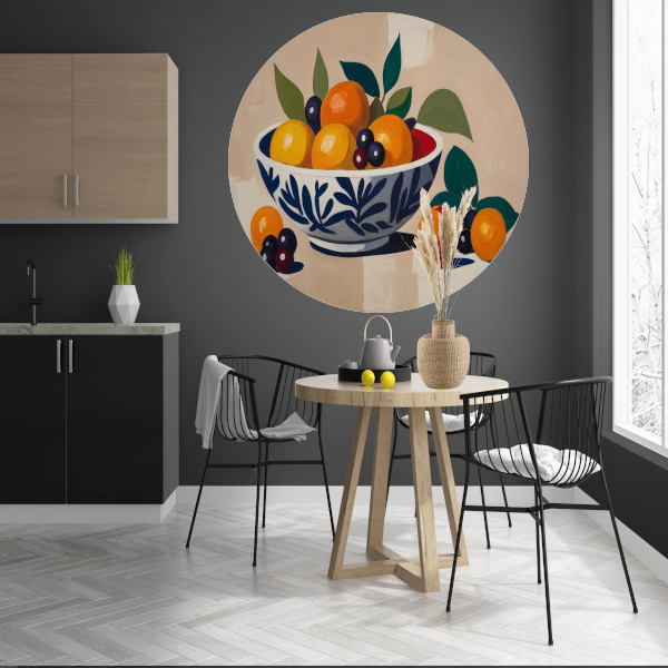 Klassieke Schaal met Rijp Fruit Stilleven aluminium muurcirkel