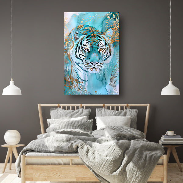 Abstracte tijger in art nouveau ontwerp canvas met baklijst
