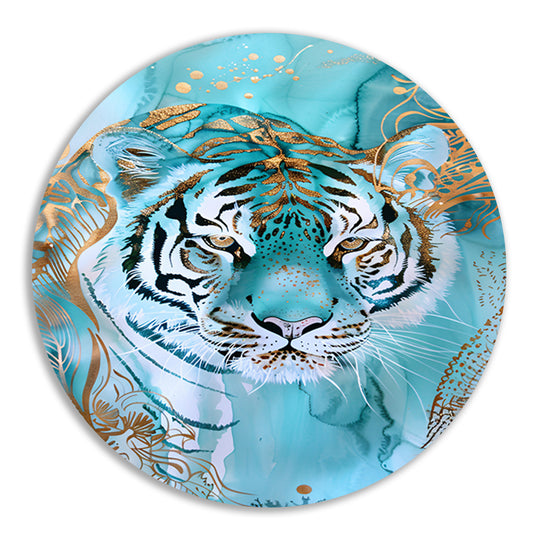 Abstracte tijger in art nouveau ontwerp aluminium muurcirkel