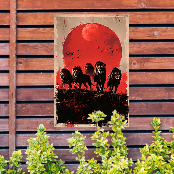Sterrennacht met Leeuwen tuinposter