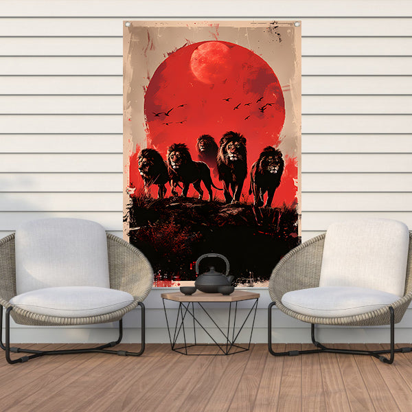 Sterrennacht met Leeuwen tuinposter