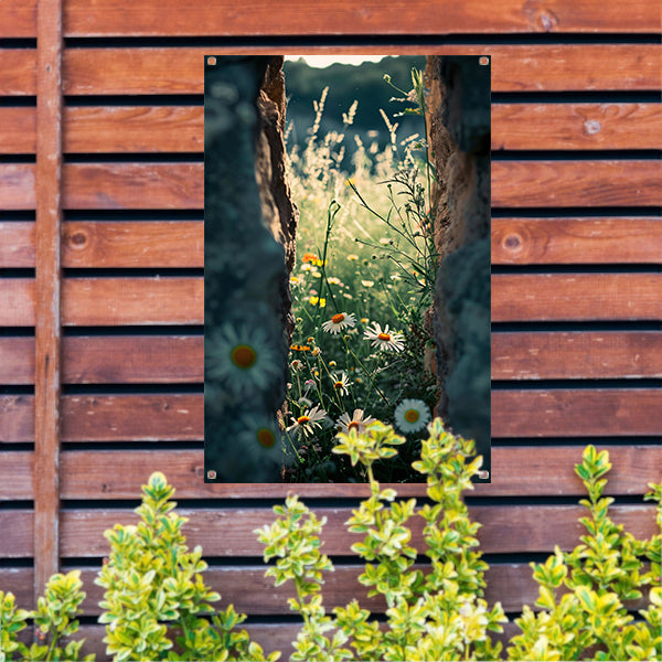 Verborgen Bloementuin Achter Oude Muur tuinposter
