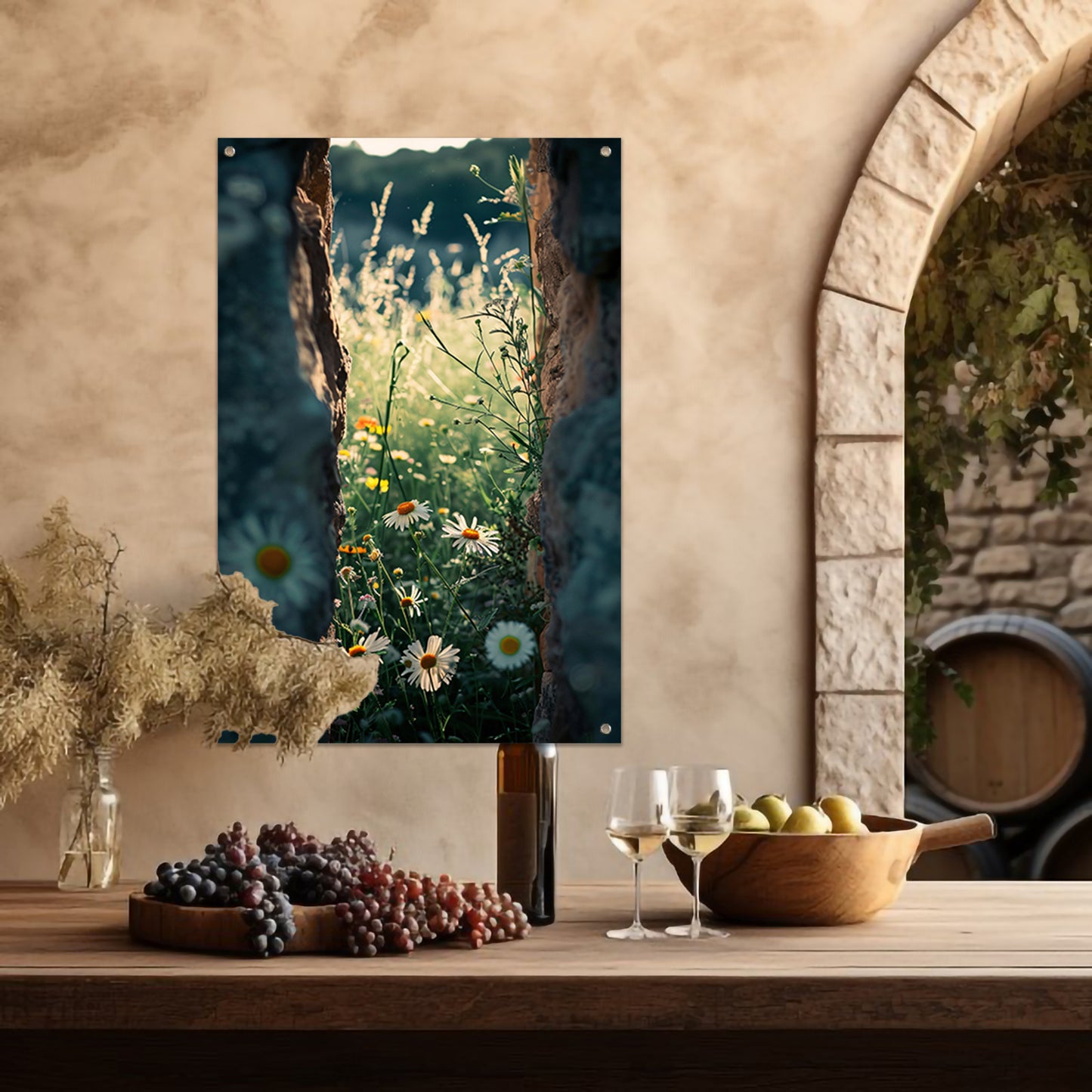 Verborgen Bloementuin Achter Oude Muur tuinposter