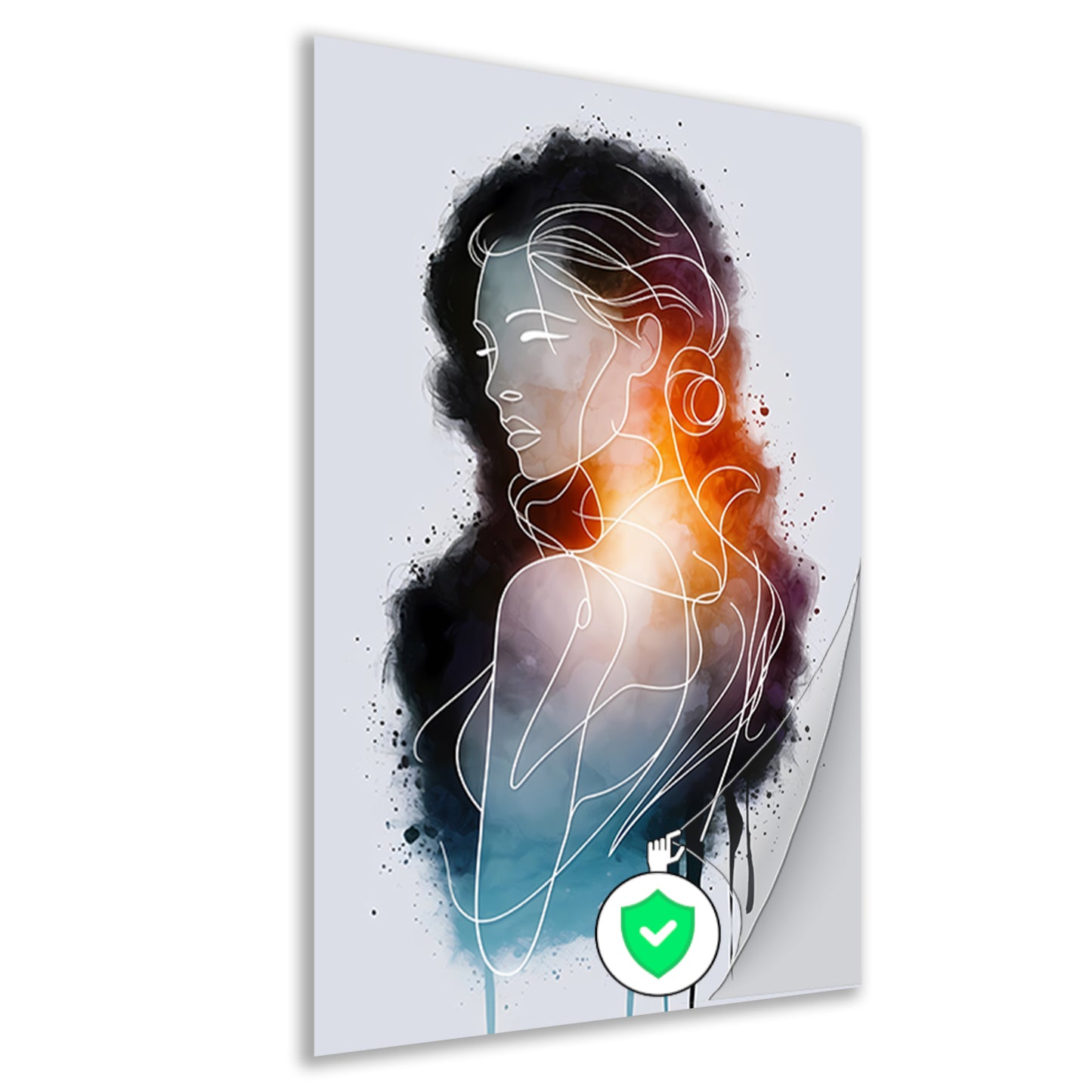 Vrouw in Abstracte Kleuren en Lijnen poster