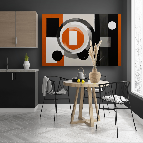 Minimalistische Harmonie in Oranje en Grijs poster