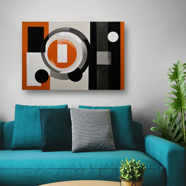 Minimalistische Harmonie in Oranje en Grijs poster