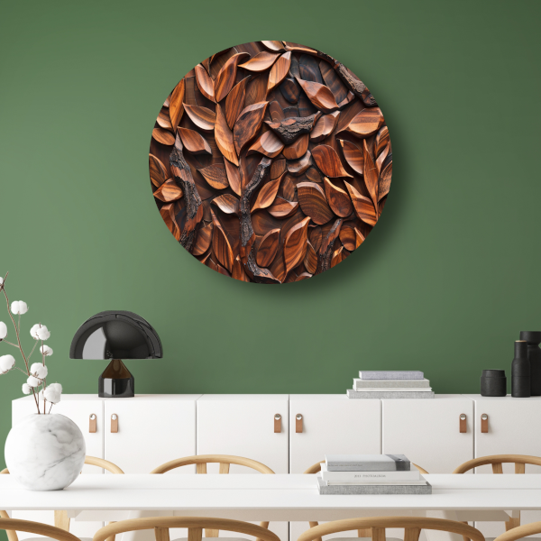Houten Boomreliëf Minimalistisch aluminium muurcirkel