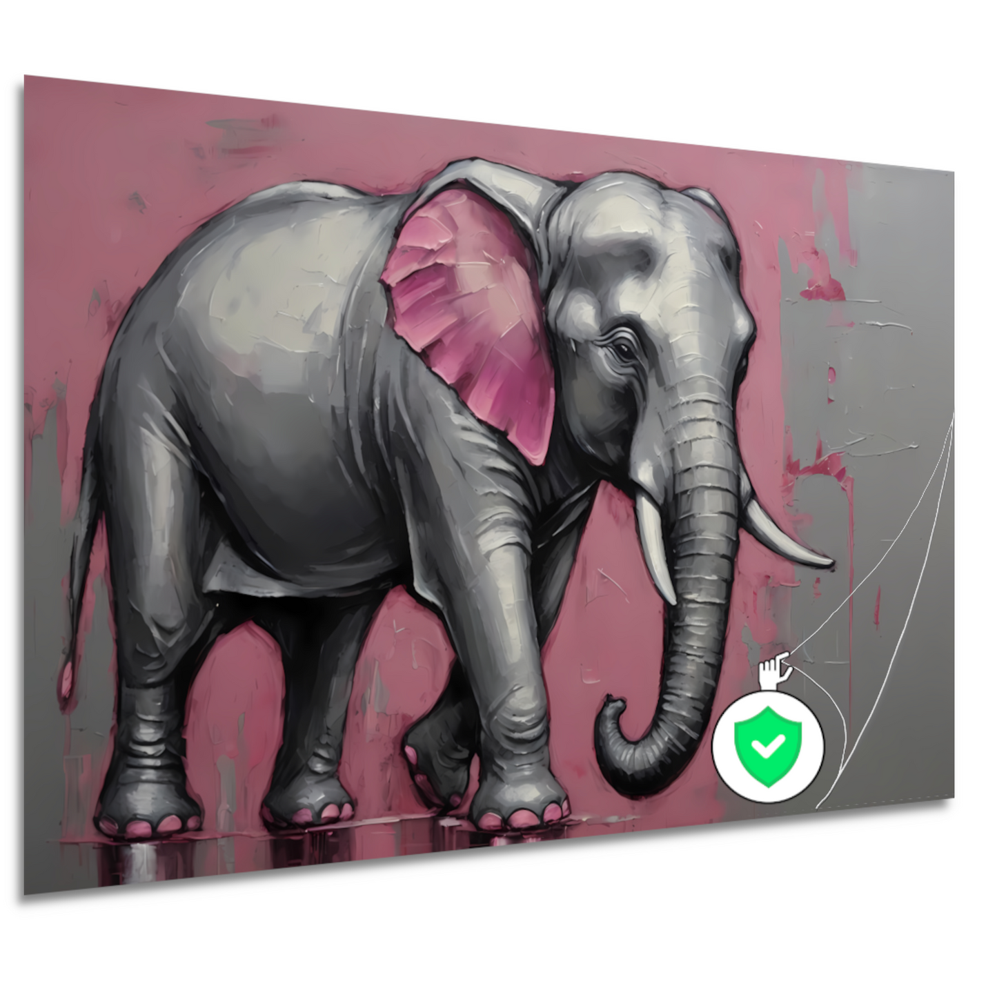 Abstracte olifant in zilver en roze poster