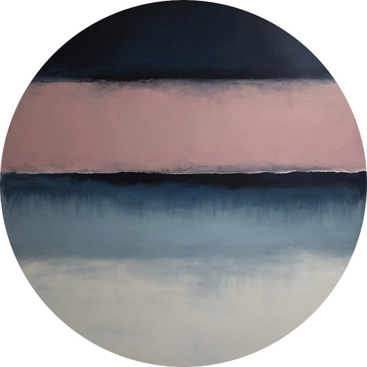 Horizontale Sereniteit in Roze en Blauw aluminium muurcirkel