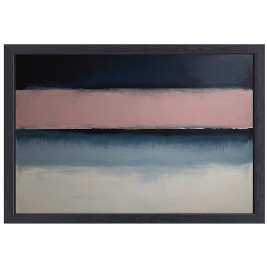 Horizontale Sereniteit in Roze en Blauw canvas met baklijst