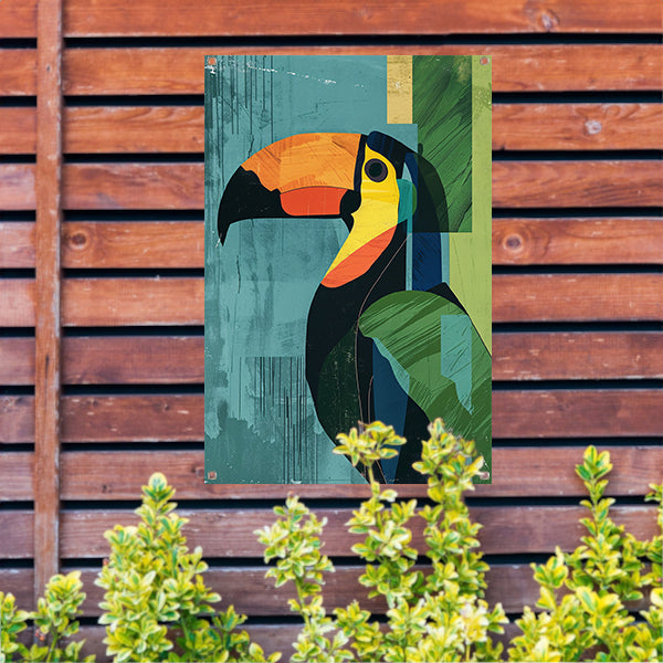 Abstracte Toekan in Levendige Kleuren tuinposter