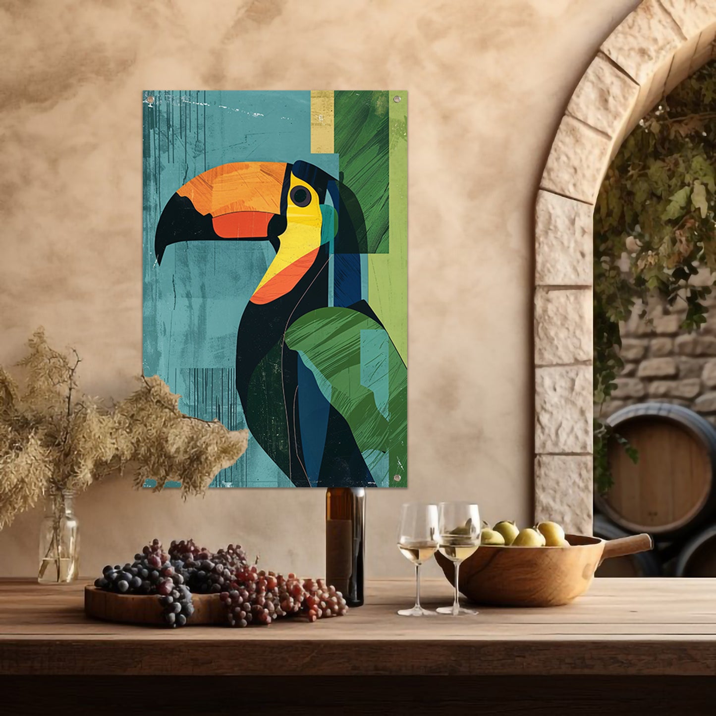 Abstracte Toekan in Levendige Kleuren tuinposter