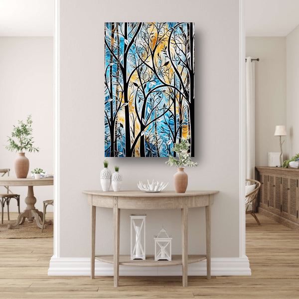 Kleurrijke Abstracte Natuur in Art Deco Stijl poster