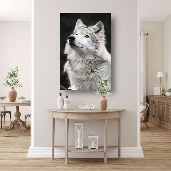 Portret van een Witte Wolf in Zwart-Wit poster